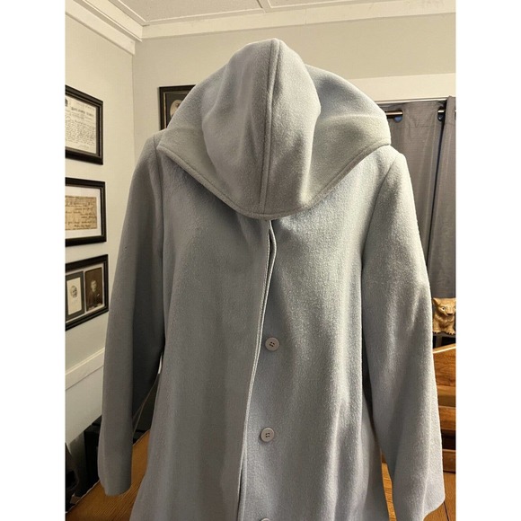 Anne Klein Mid-length Peacoat Baby Blue-Gray Wool Hidden Buttons Size 6 - Picture 7 of 16
